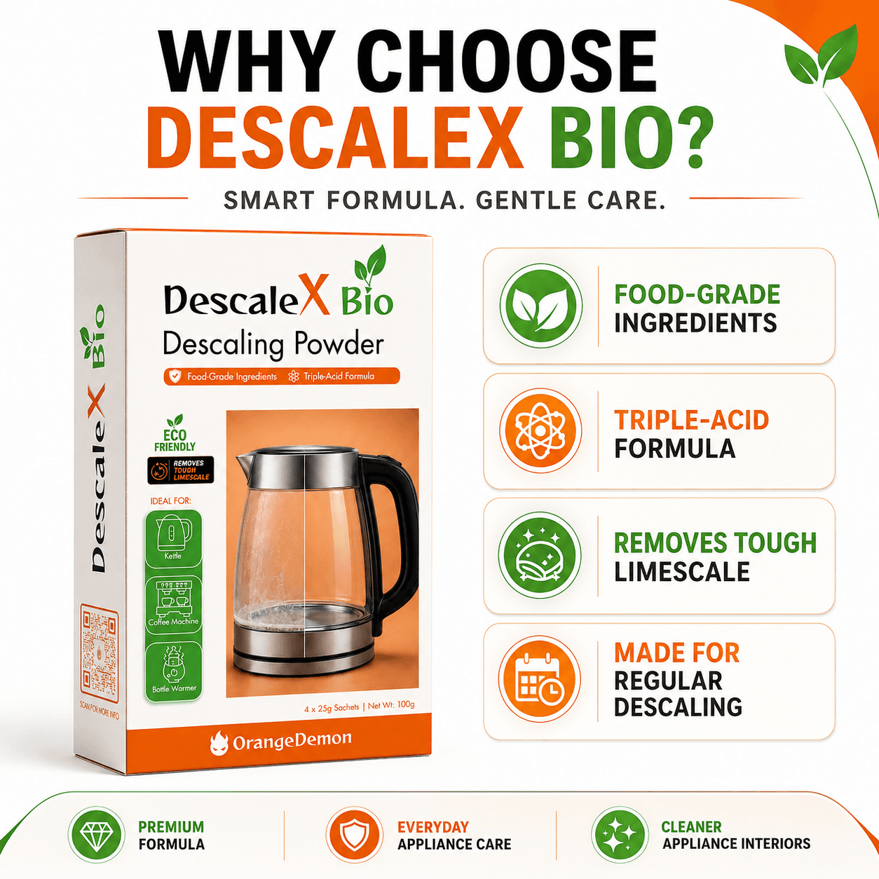 DescaleX Bio food-contact descaling benefits