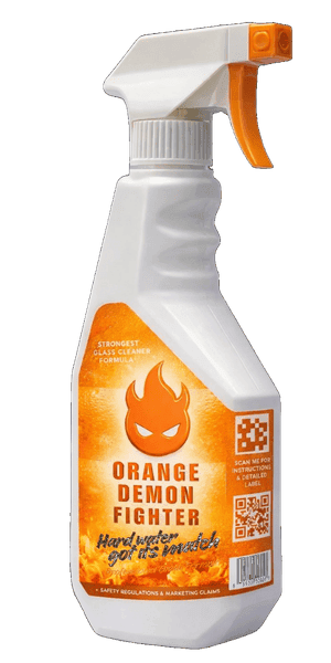 OrangeDemon Fighter bathroom cleaner bottle - Front view