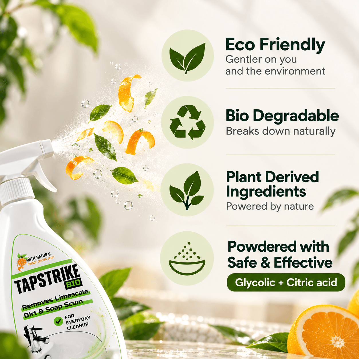 TapStrike Bio: biodegradable, plant-derived surfactants with glycolic and citric acid