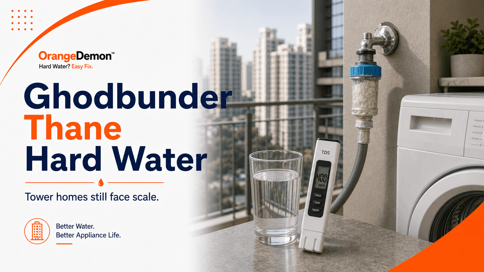 Thane apartment water check for a washer, geyser, kettle, showerhead, and building storage.